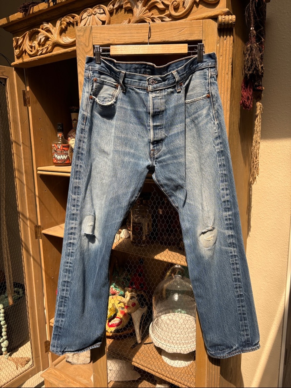Levi's 501 Button Fly Distressed Denim Jeans